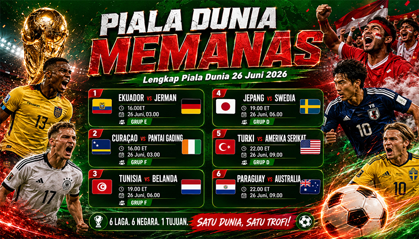 Jadwal Piala Dunia Memanas pada tanggal 26 Juni 2026: Prediksi Skor Lengkap dan Analisis Pertandingan Grup D, E, dan F