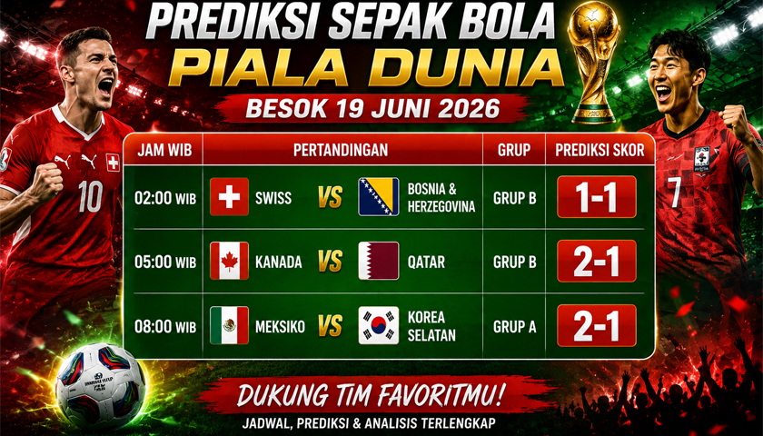 Prediksi Sepak Bola Piala Dunia Besok 19 Juni 2026 Bersama Ceri711