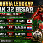 Jadwal Piala Dunia Lengkap Babak 32 Besar 30 Juni 2026: Brasil vs Jepang, Jerman vs Paraguay, Belanda vs Maroko