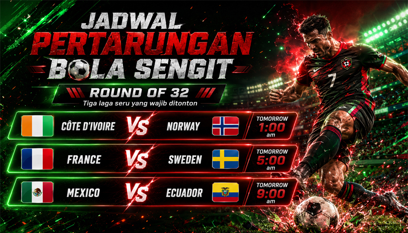 Jadwal Pertarungan Bola Sengit Babak 32 Besar: Tiga Laga Besar Siap Menentukan Nasib Tim Favorit