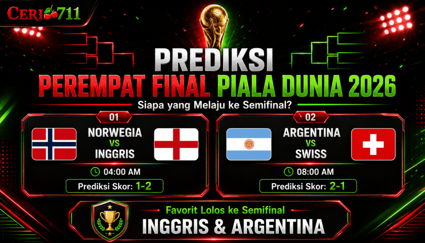 Prediksi Perempat Final Piala Dunia 2026: Norwegia vs Inggris dan Argentina vs Swiss, Siapa yang Melaju ke Semifinal?