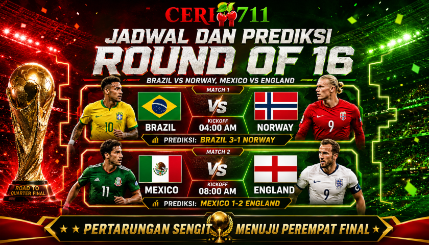 Brazil vs Norway dan Mexico vs England: Siapa Melaju ke Perempat Final?
