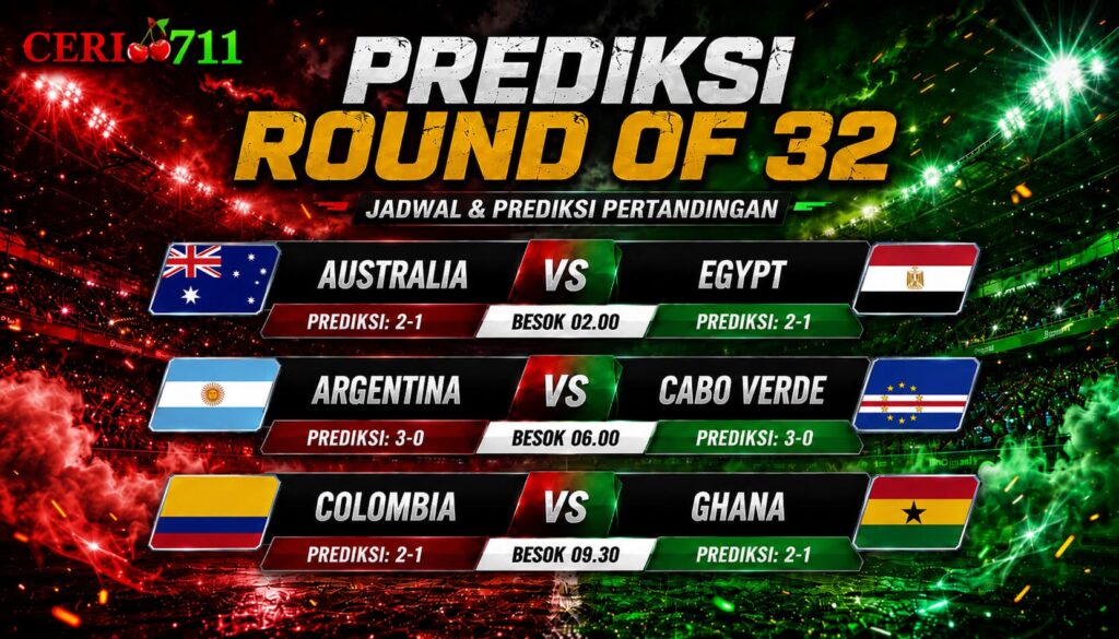 Prediksi Bola Round of 32: Australia vs Egypt, Argentina vs Cabo Verde, dan Colombia vs Ghana