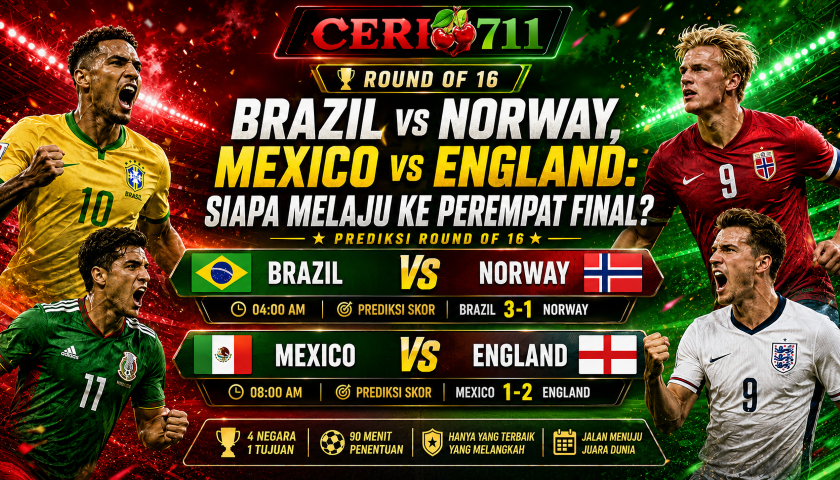 Brazil vs Norway dan Mexico vs England: Siapa Melaju ke Perempat Final?